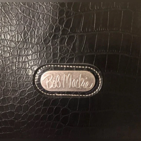 BOB MACKIE Large Faux Croc Leather Black Tote Bag Travel Tote - Picture 5 of 9